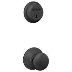 Schlage Plymouth Matte Black Steel Entry Knob And Single Cylinder Deadbolt