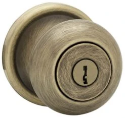 Kwikset SmartKey Juno Antique Brass Entry Lockset KW1 1-3/4 In.