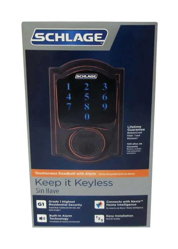 Schlage Aged Bronze Zinc Deadbolt W/Alarm 2 Schlage Aged Bronze Zinc Deadbolt W/Alarm - Image 2