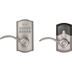 Kwikset SmartKey Satin Nickel Metal Electronic Touch Pad Entry Lever -Irwim Door Locks Shop 0dc3a51a 70d4 4c7c b582 6e454b241ef6