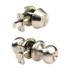Ace Colonial Satin Nickel Knob And Deadbolt Set 1-3/4 In.