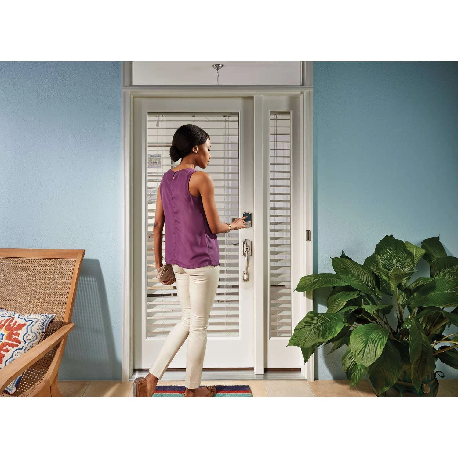 Schlage Satin Nickel Zinc Deadbolt W/Alarm 5 Schlage Satin Nickel Zinc Deadbolt W/Alarm - Image 5