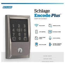 Schlage Encode Plus Satin Nickel Metal WiFi Deadbolt With Century Trim -Irwim Door Locks Shop 136a1b59 7fb7 4a33 8d4a 394a410a087a