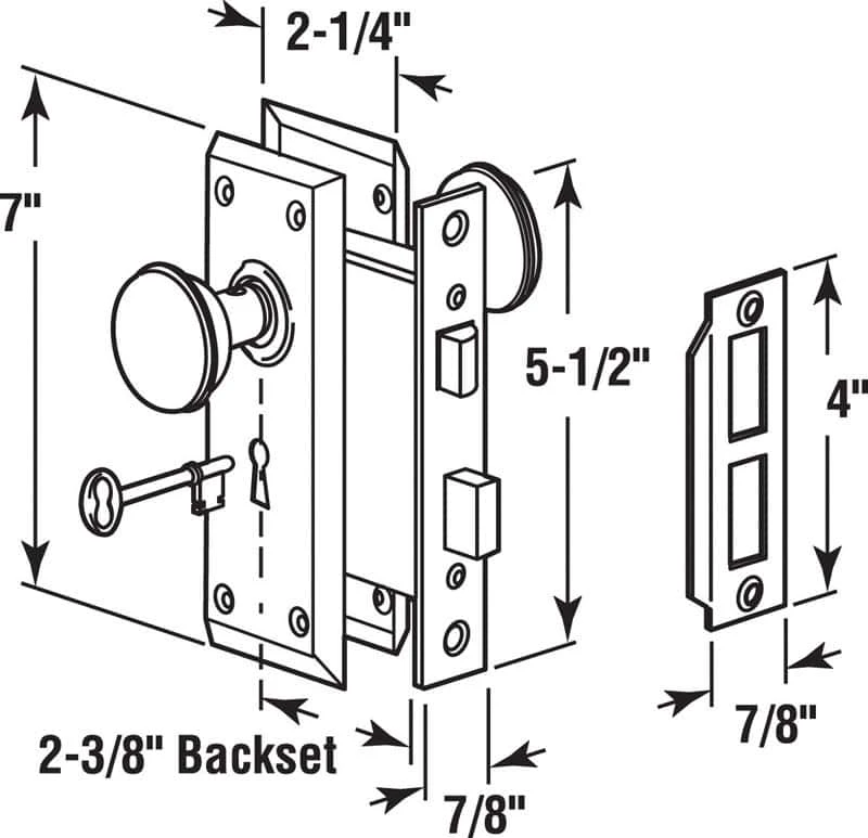 Prime-Line Security Bright Brass Mortise Lockset 1-3/4 In. 2 Prime-Line Security Bright Brass Mortise Lockset 1-3/4 In. - Image 2