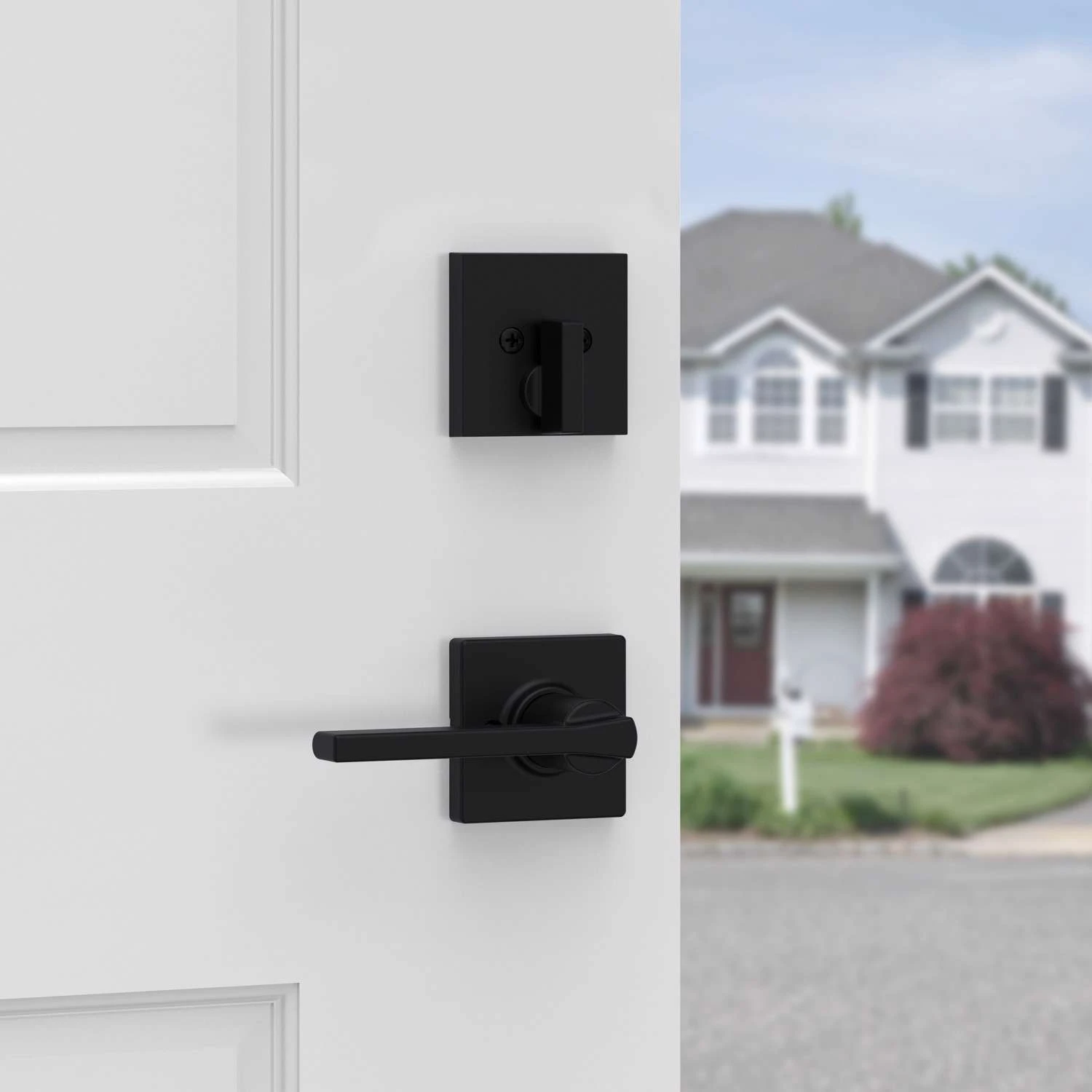 Kwikset Casey Square Iron Black Inside Trim Handleset 1.75 In. 2 Kwikset Casey Square Iron Black Inside Trim Handleset 1.75 In. - Image 2