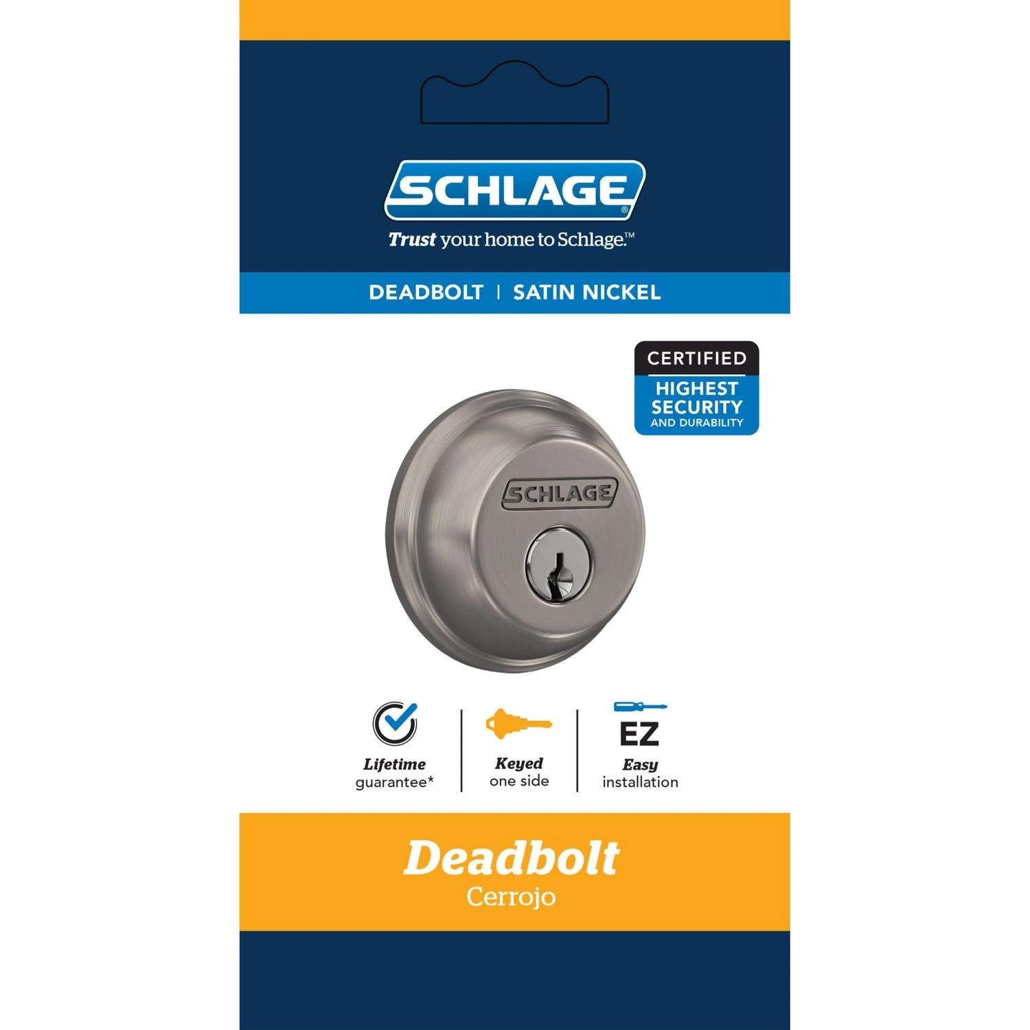 Schlage Satin Nickel Zinc Single Cylinder Deadbolt 1 Schlage Satin Nickel Zinc Single Cylinder Deadbolt