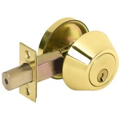 Tell Bright Brass Steel Single Cylinder Deadbolt