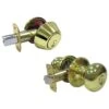 Faultless Mushroom Polished Brass Entry Knob And Single Cylinder Deadbolt Right Handed
