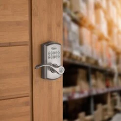 Kwikset SmartKey Satin Nickel Metal Electronic Touch Pad Entry Lever -Irwim Door Locks Shop 2ed7aa89 4f73 4690 8ba2 0c482af5c5a7