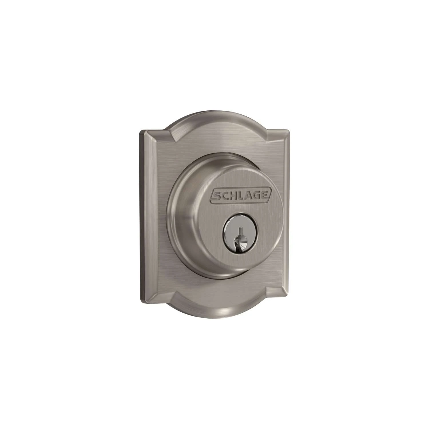 Schlage Camelot Satin Nickel Metal Single Cylinder Deadbolt 1 Schlage Camelot Satin Nickel Metal Single Cylinder Deadbolt
