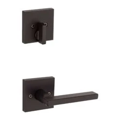 Kwikset Matte Black Entry Handleset KW1 1-3/4 In.