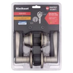 Kwikset SmartKey Security Satin Nickel Lever And Single Cylinder Deadbolt KW1 2-3/4 In.