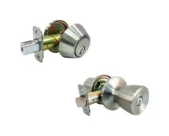 Faultless Tulip Satin Stainless Steel Entry Knob And Single Cylinder Deadbolt Right Handed