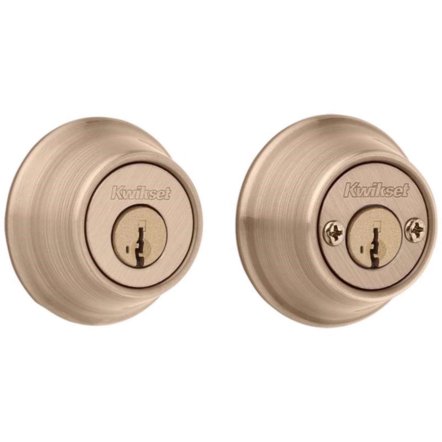 Kwikset SmartKey Security Antique Brass Metal Single Cylinder Deadbolt 4 Kwikset SmartKey Security Antique Brass Metal Single Cylinder Deadbolt - Image 4