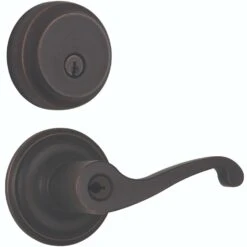 Brinks Push Pull Rotate Glenshaw Oil Rubbed Bronze Entry Lever And Deadbolt Set 1.75 In.