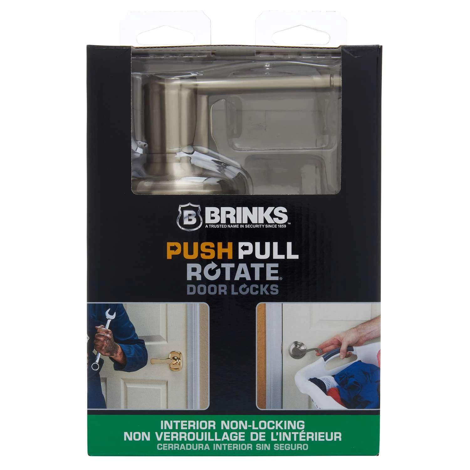 Brinks Push Pull Rotate Harper Satin Nickel Passage Lever KW1 1.75 In. 3 Brinks Push Pull Rotate Harper Satin Nickel Passage Lever KW1 1.75 In. - Image 3