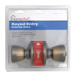 Home Plus Antique Brass Entry Lockset 1-3/4 In.