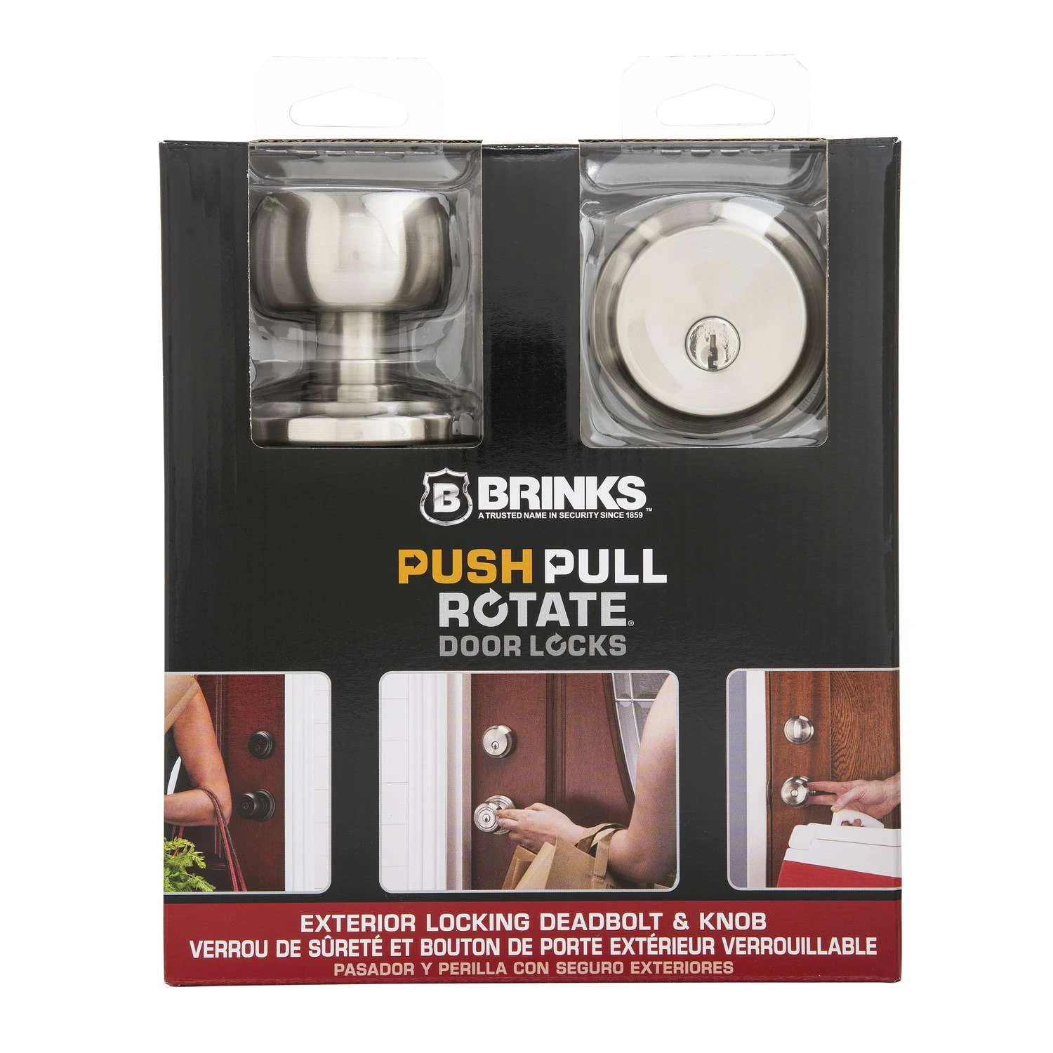 Brinks Push Pull Rotate Stafford Satin Nickel Entry Knob And Single Cylinder Deadbolt KW1 1.75 In. 3 Brinks Push Pull Rotate Stafford Satin Nickel Entry Knob And Single Cylinder Deadbolt KW1 1.75 In. - Image 3