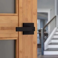 Kwikset Matte Black Entry Lever 1-3/4 In. -Irwim Door Locks Shop 614bf060 5ed8 4019 8093 47ae81ebb70f