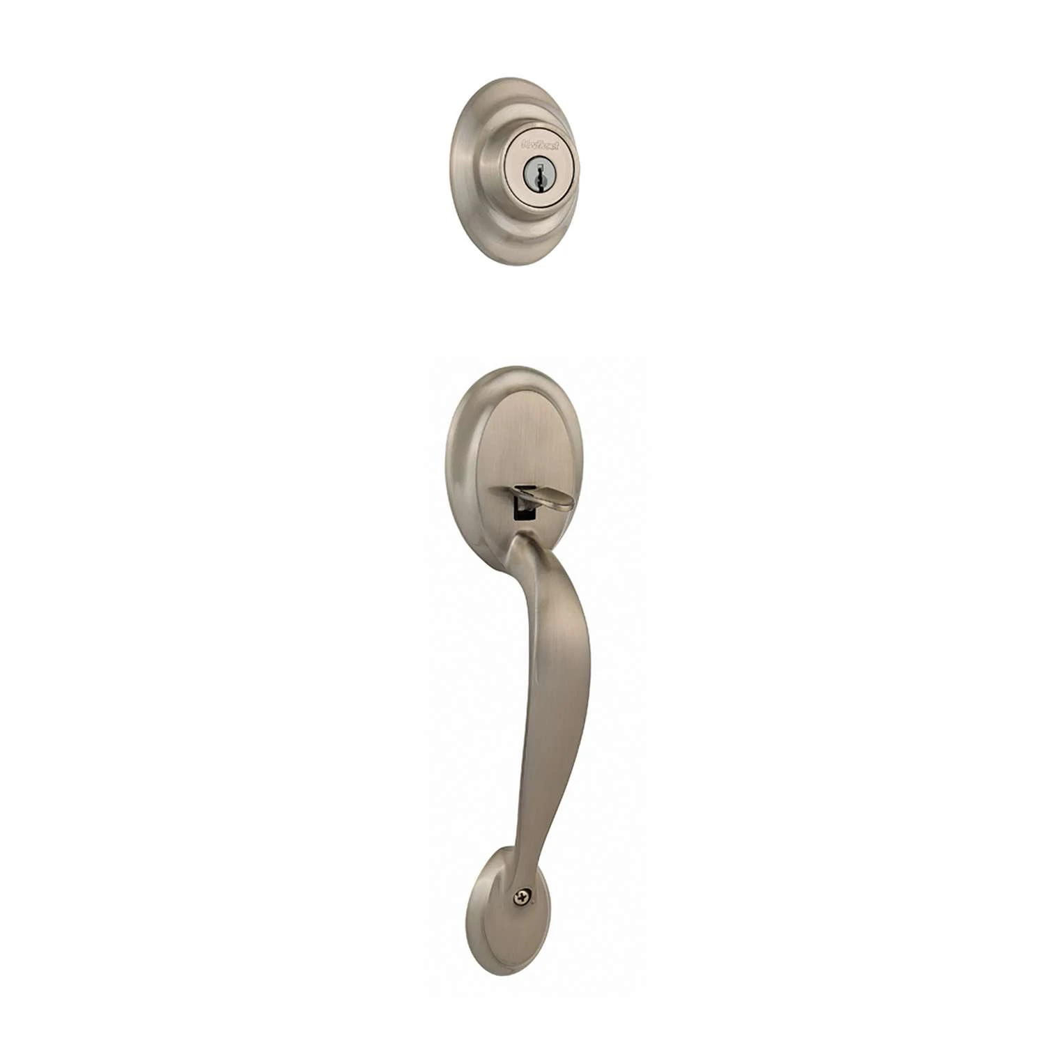 Kwikset Satin Nickel Zinc Outside Trim Handleset 1 Kwikset Satin Nickel Zinc Outside Trim Handleset