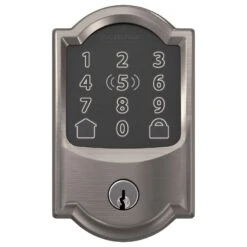 Schlage Encode Plus Satin Nickel Metal WiFi Deadbolt With Camelot Trim