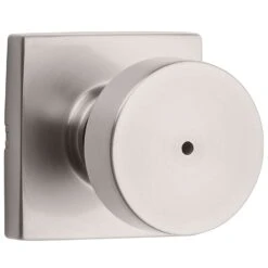 Kwikset Signature Series Pismo Knob X Square Rose Satin Nickel Privacy Lockset Right Or Left Handed