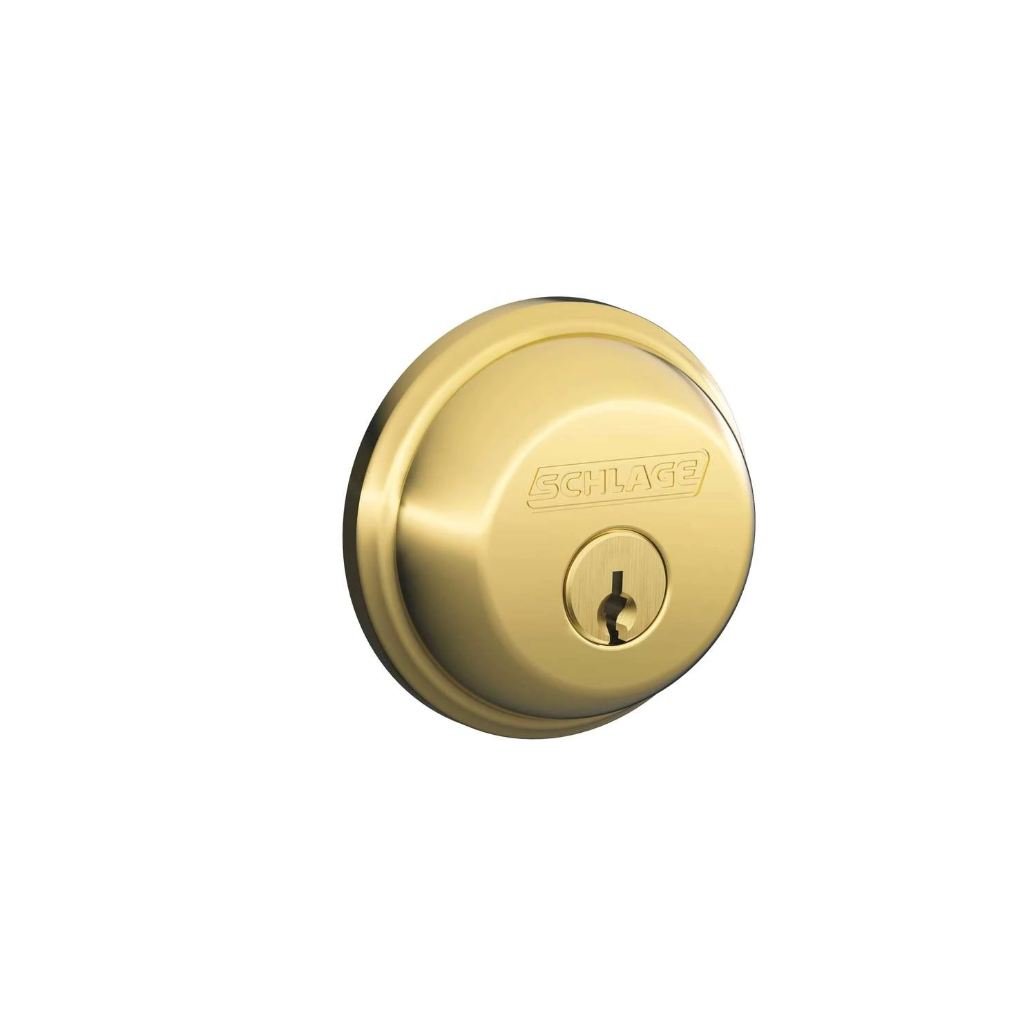 Schlage B-Series Bright Brass Brass Single Cylinder Deadbolt 1 Schlage B-Series Bright Brass Brass Single Cylinder Deadbolt
