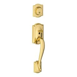 Schlage F Series Camelot Bright Brass Handleset 1-3/4 In.