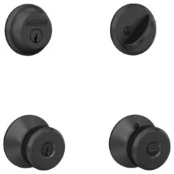 Schlage Bowery Matte Black Steel Entry Knob And Single Cylinder Deadbolt