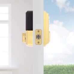 Kwikset SmartCode Polished Brass Metal Electronic Deadbolt -Irwim Door Locks Shop 8c07cf4b 3ac3 4fa6 bd41 ae8fa53f02fe