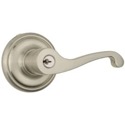Brinks Push Pull Rotate Glenshaw Satin Nickel Entry Lever KW1 1.75 In.