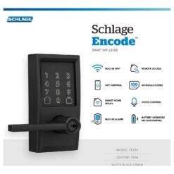 Schlage Encode Matte Black Metal WiFi Deadbolt With Latitude Lever -Irwim Door Locks Shop 949d947b 0b1d 40d2 95eb 1e964de9a443