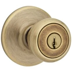 Kwikset Tylo Antique Brass Entry Knobs 1-3/4 In.