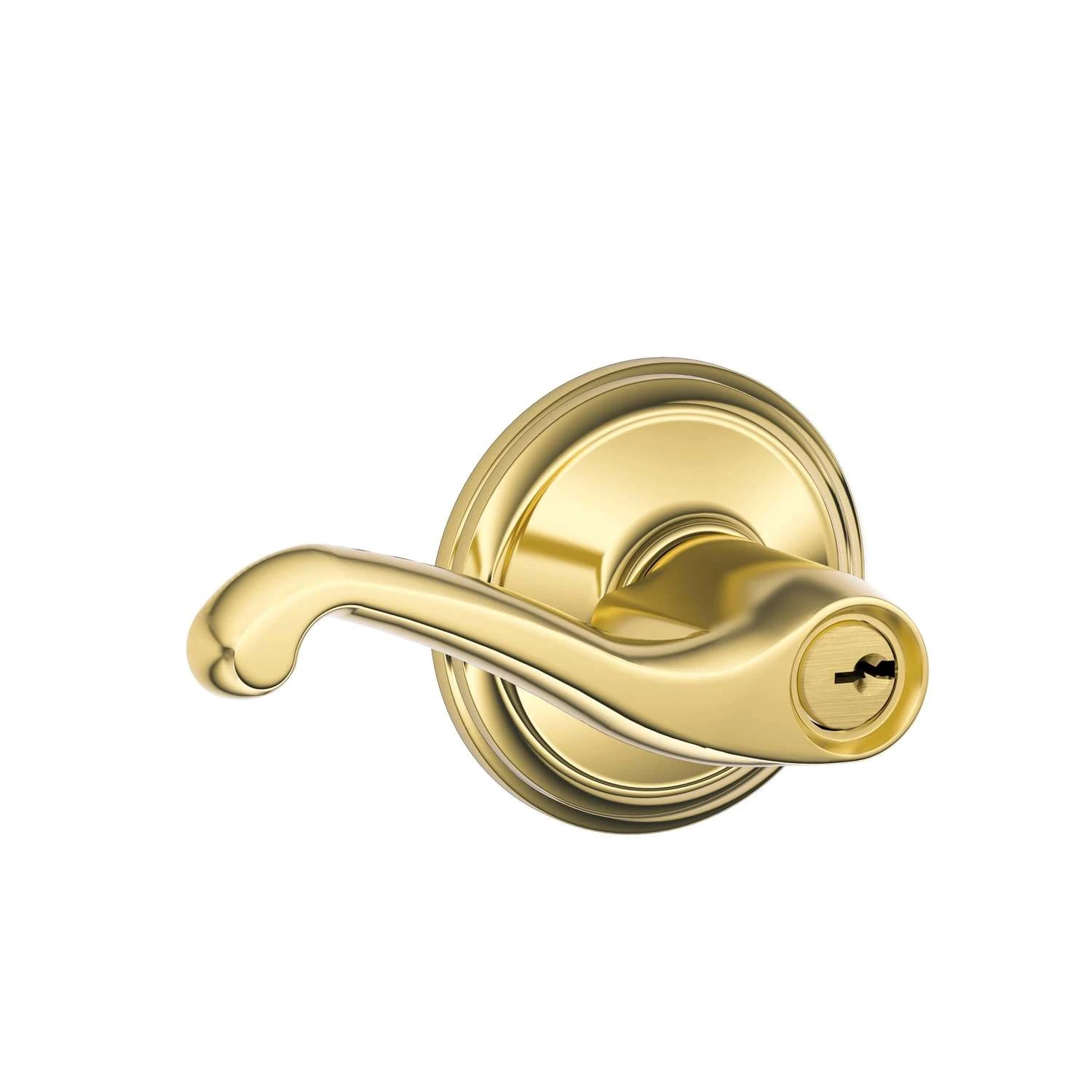 Schlage Flair Bright Brass Entry Lockset 1-3/4 In. 1 Schlage Flair Bright Brass Entry Lockset 1-3/4 In.