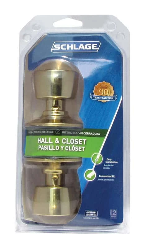 Schlage Bell Bright Brass Passage Lockset 1-3/4 In. 2 Schlage Bell Bright Brass Passage Lockset 1-3/4 In. - Image 2