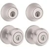 Kwikset Tylo/Cove Satin Nickel Deadbolt And Entry Door Knob 1-3/4 In.