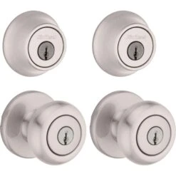 Kwikset Tylo/Cove Satin Nickel Deadbolt And Entry Door Knob 1-3/4 In.