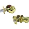 Faultless Tulip Polished Brass Entry Knob And Single Cylinder Deadbolt Right Handed