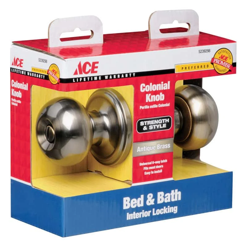 Ace Colonial Antique Brass Privacy Lockset 1-3/4 In. 2 Ace Colonial Antique Brass Privacy Lockset 1-3/4 In. - Image 2