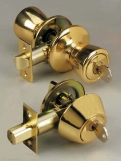 Home Plus Polished Brass Knob And Deadbolt Set 1-3/4 In.