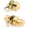 Ace Tulip Polished Brass Entry Lever And Deadbolt Set 1-3/4 In.