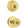 Kwikset Tylo Polished Brass Entry Lock And Single Cylinder Deadbolt 1-3/4 In.