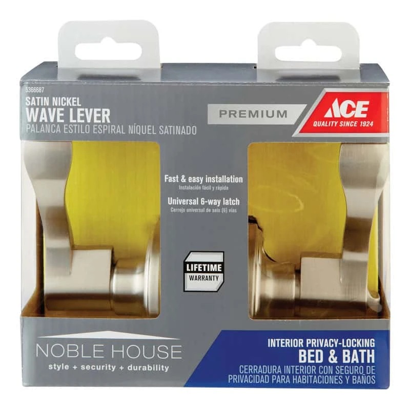 Ace Wave Satin Nickel Privacy Lockset 1-3/4 In. 2 Ace Wave Satin Nickel Privacy Lockset 1-3/4 In. - Image 2