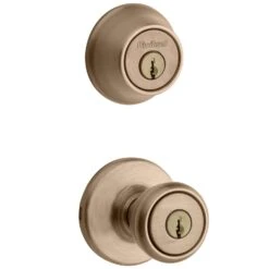 Kwikset Tylo Antique Brass Entry Lock And Double Cylinder Deadbolt 1-3/4 In.