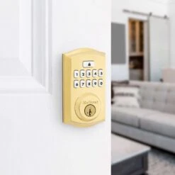 Kwikset SmartCode Polished Brass Metal Electronic Deadbolt -Irwim Door Locks Shop d0feeb7d 26a2 4801 b227 3b613f096638