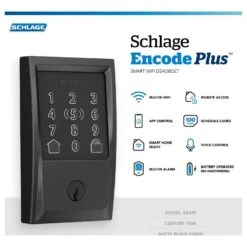 Schlage Encode Plus Matte Black Metal WiFi Deadbolt With Century Trim -Irwim Door Locks Shop d6b0b07b 9e03 435e 9525 04ddd54869d0