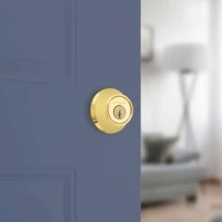Kwikset SmartKey Security Polished Brass Metal Single Cylinder Deadbolt -Irwim Door Locks Shop e33d2224 a955 4be7 90c6 4abee1718aa3