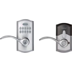 Kwikset SmartKey Satin Chrome Metal Electronic Touch Pad Entry Lever -Irwim Door Locks Shop e3b4ec13 4279 40f3 9502 f270890b8664