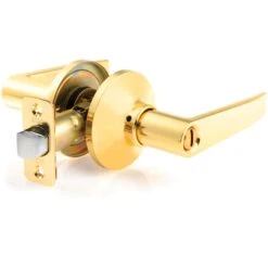 Ace Straight Lever Polished Brass Privacy Lockset 1-3/4 In.