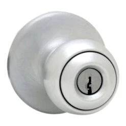 Kwikset Polo Satin Chrome Entry Knobs 1-3/4 In.